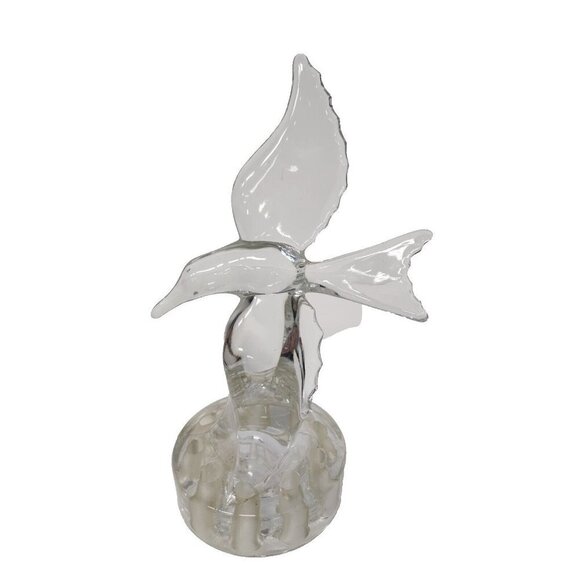 Vintage Cambridge Glass Seagull Flower Frog Crystal Bird in Flight Figurine - Picture 1 of 7